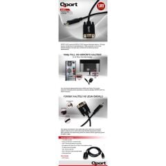 QPORT Q-DPV DISPLAY PORTUNDAN VGA 1,8 METRE ÇEVİRİCİ KABLO