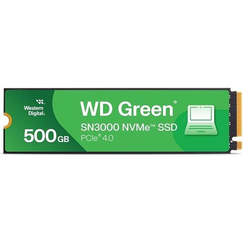 500 GB WD GREEN SN3000 PCI-4.0 5000MB/S 4100MB/S M2 NVME SSD WDS500G4G0E