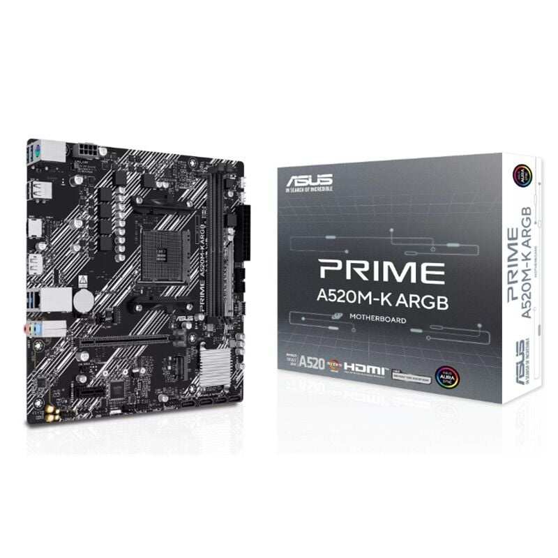 ASUS PRIME A520M-K ARGB DDR4 5100MHZ 1XHDMI 1XDP 1XM.2 USB2.0 MATX AM4 (AMD AM4 5000/4000 /3000 SERİLERİ İLE UYUMLU)