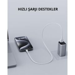 AUKEY CB-BAL7-WH NAYLON ÖRGÜLÜ USB-A LİGHTNİNG KABLOSU 0.9MT